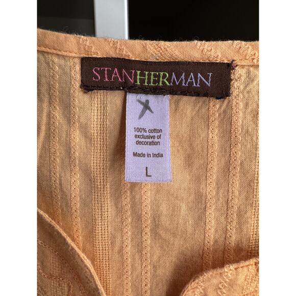 Stan Herman Women's Orange Tiered Sleeveless Midi Dress Size Large - Picture 4 of 5